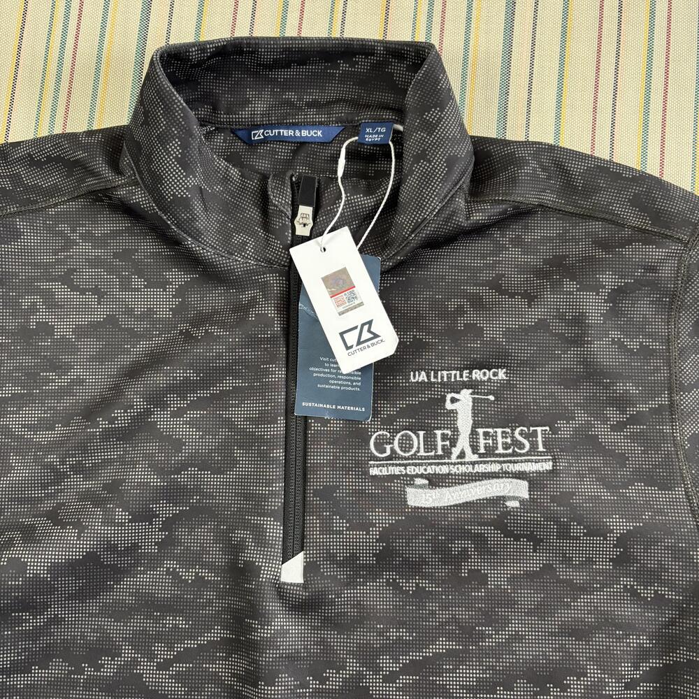 Cutter & Buck Pullover Mens XL Black Camo Quarter Zip Little Rock GolfFest NWT
